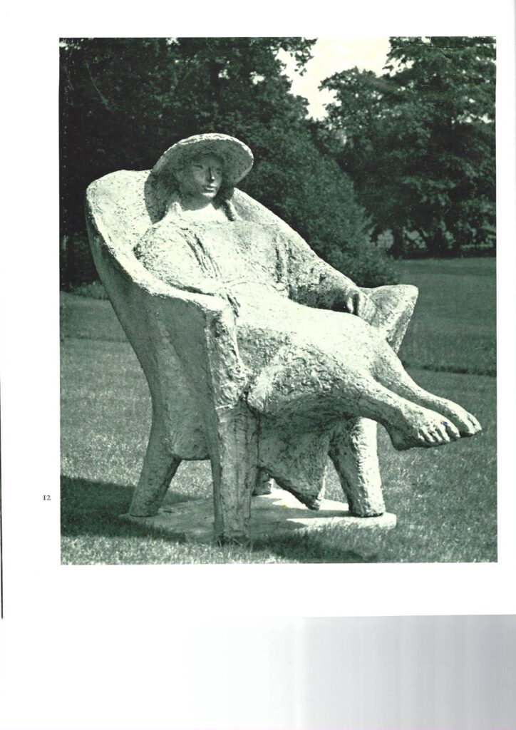 sculpture of a lady in a chair by ek van zanten