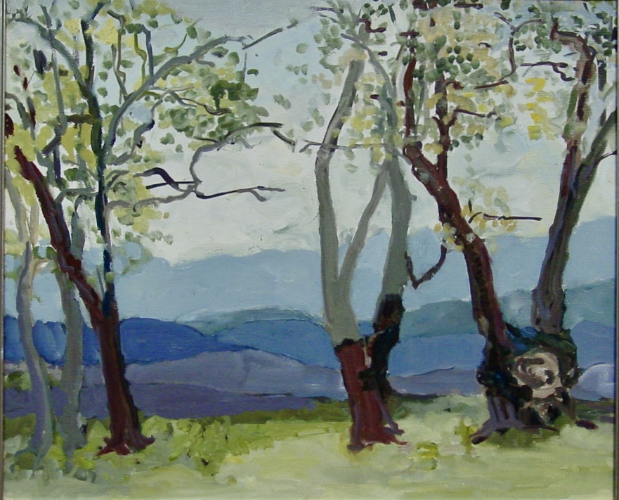 landscape with blue mountains by Annemarie Eilers