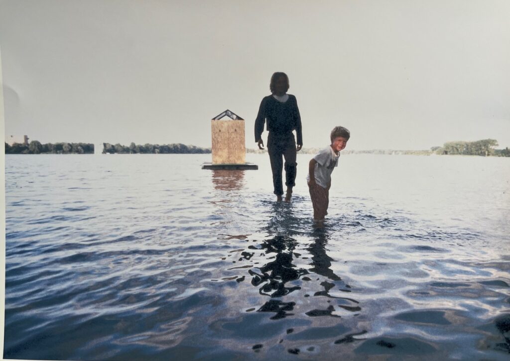 a man and a boy walking on water, the art work by Marcella van Zanten